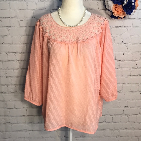 Pretty Good Tops - Pretty Good Swiss dot lace neck top